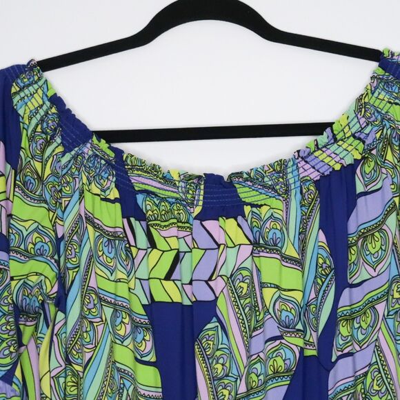 Trina Turk Womens Mini Dress Size Large Green Blue Paisley Shift Geometric‎ 70s - Picture 6 of 9